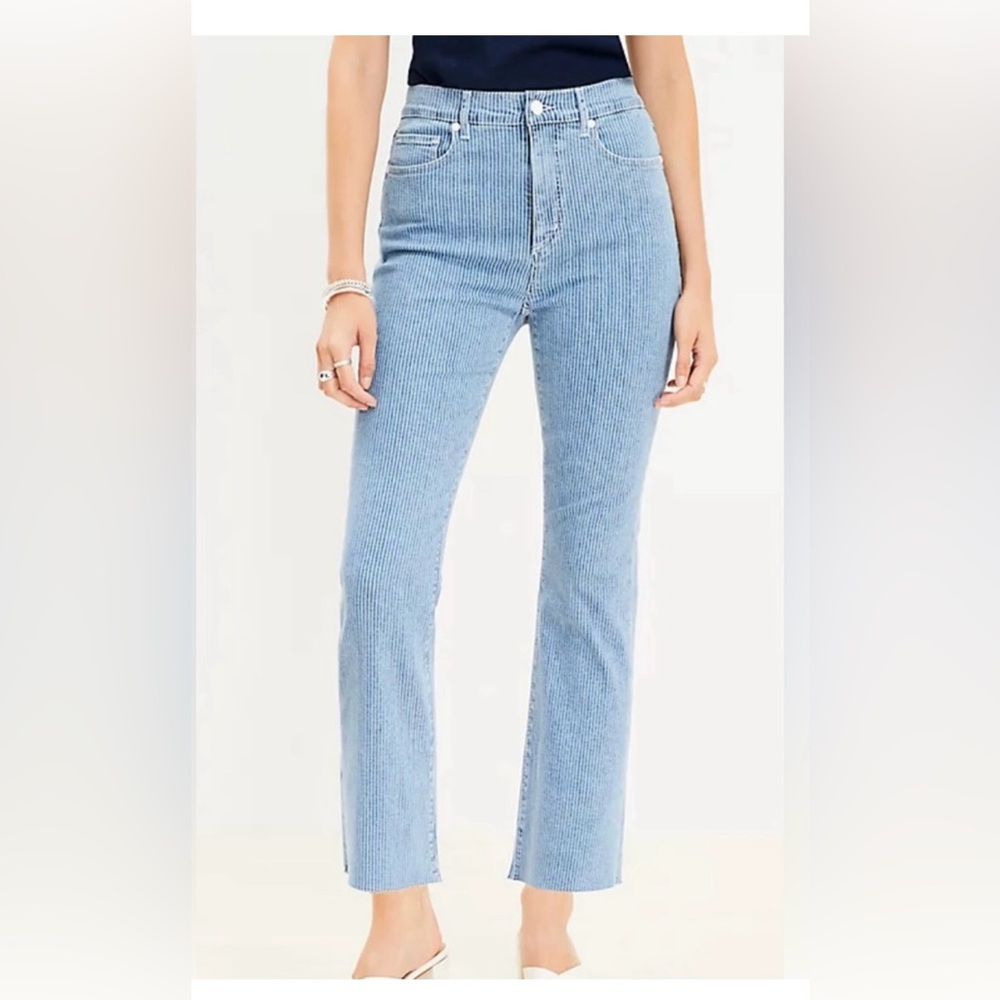 Loft Striped Kick Flare Jeans 
Petite inseam